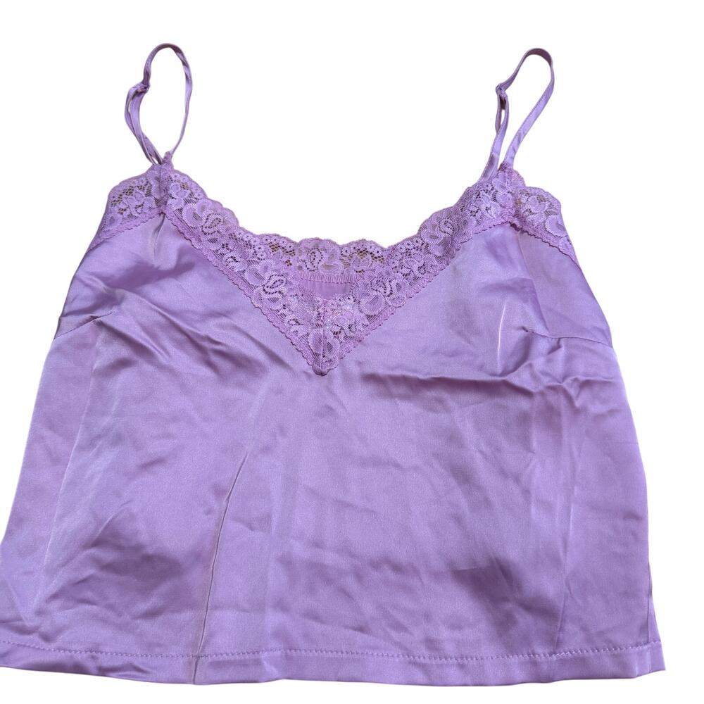 Colsie Women's Light Purple Satin Lace Trim Sleep Tank Top - Size Small - NWT